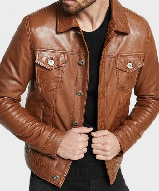 mens brown leather jacket