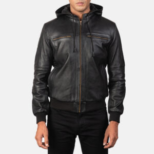 Bliss Black Leather Bomber Jacket Elevate Your Style with Timeless Elegance